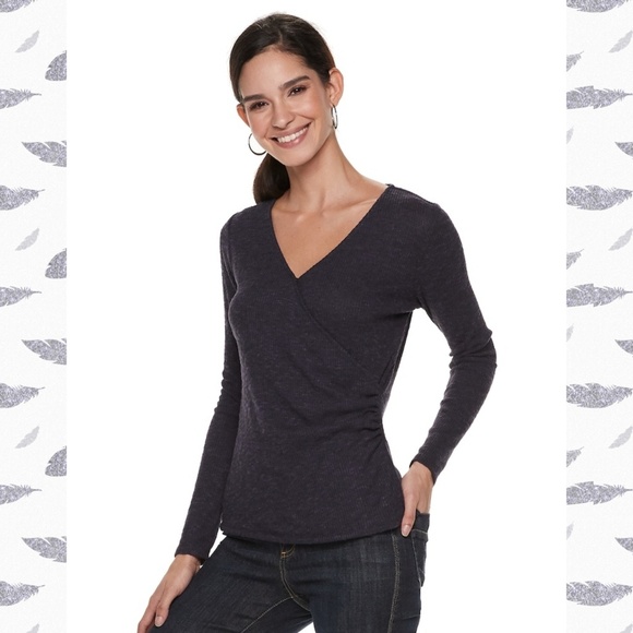 Rock & Republic Surplice Rouched Top - Picture 1 of 5